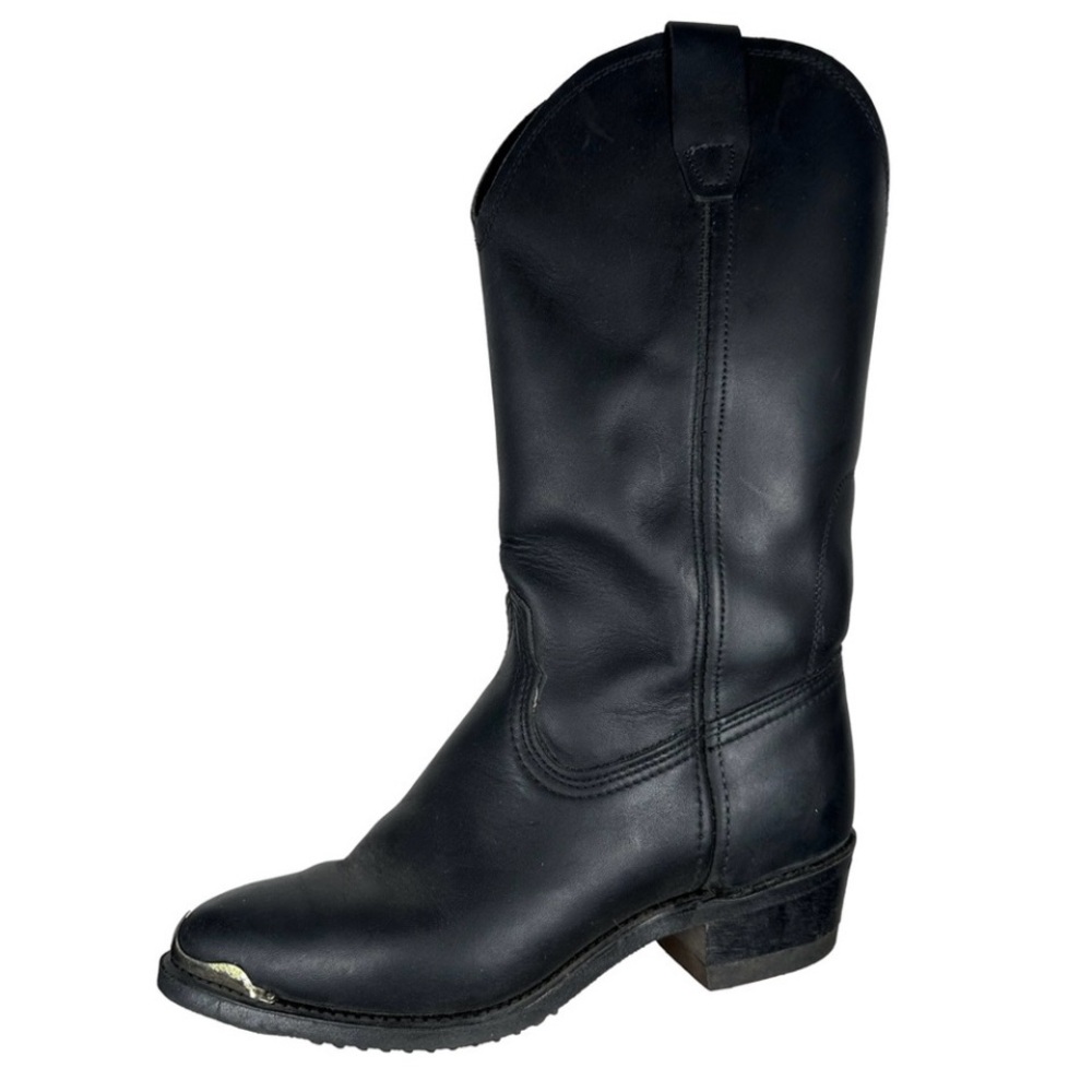 Black Leather Cowboy Boot western vintage cowgirl silver - size 6